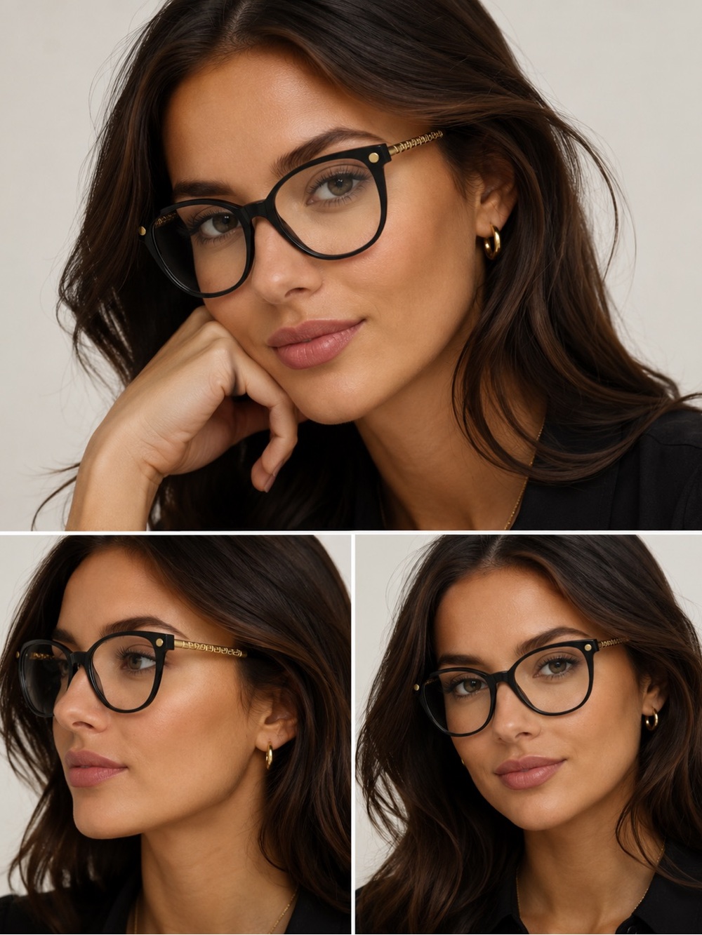 Versace Black Gold Greca Eyeglass Frames Designer Luxury Optical Women’s Glasses